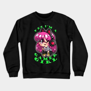 Yes Im A Gamer Girl Lime Crewneck Sweatshirt